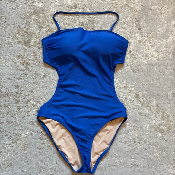J Crew One Piece Monokini Cut Out Royal Blue Swim Suit Size 8 - Picture 3 of 15